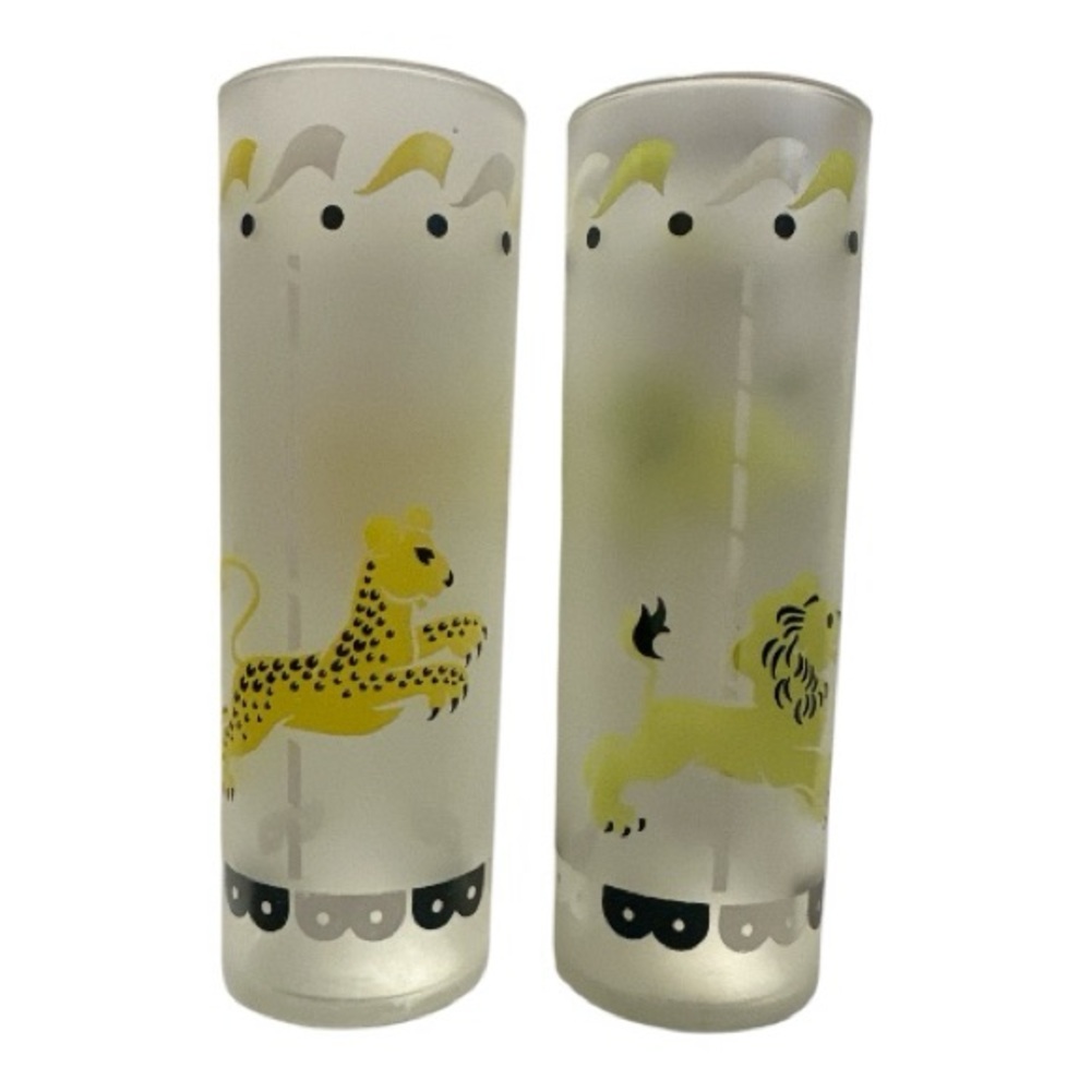 Vintage 1950’s Libbey Glass 'Merry-Go-Round' Highball Glasses